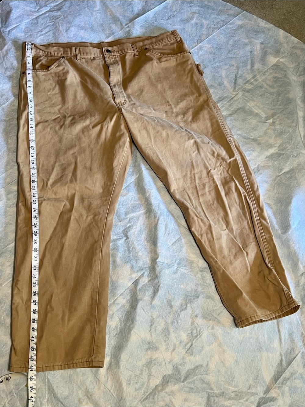 Men's Big and Tall Dickies Tan Work Pants – Used/Worn Condition – Size 48 X 44